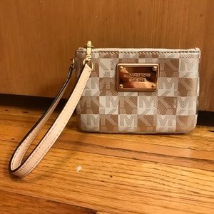 Michael Kors Gold/Off White Wristlet/Clutch